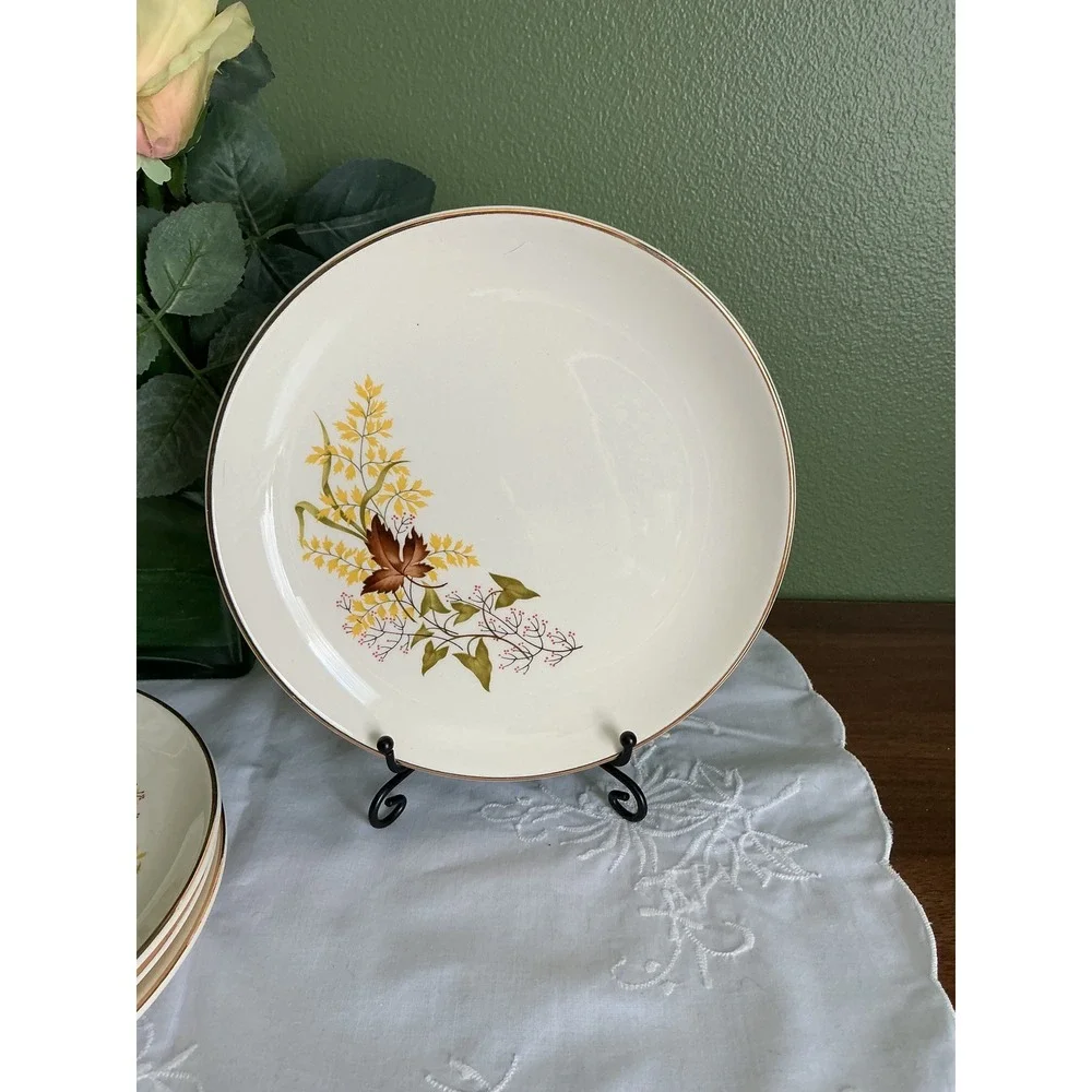 Vintage Taylor Smith and Taylor Gold Leaf Plates Set of 4